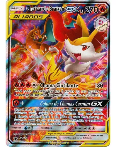 40 Cartas Pokemon Gx E Aliados + Carta Charizard Shiny Gx