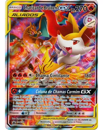 Carta Pokémon Charizard & Braixen Gx Lançamento Em Português em