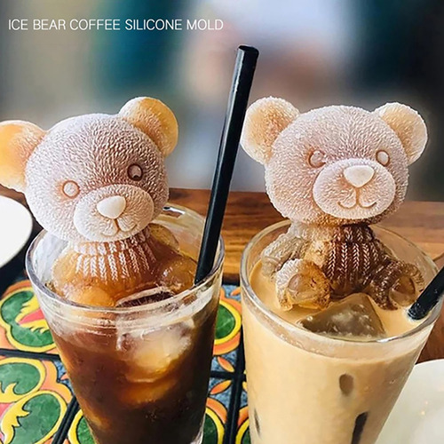 Bandeja De Cubitos De Hielo Cute Bear Hecha A Mano De Silico
