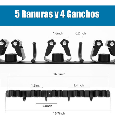 Perchero For Escobas, Colgador For Escobas Y Trapeadores