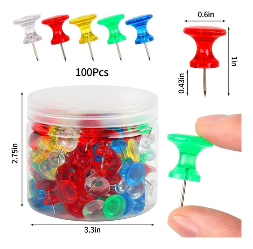 Pinchetas Grandes Crystally Push Push Pins, Paquete De 300 U
