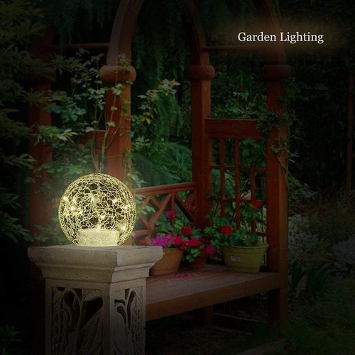 Lampara Led Crackle Globe Funciona Con Pilas, Orbe De Vidrio