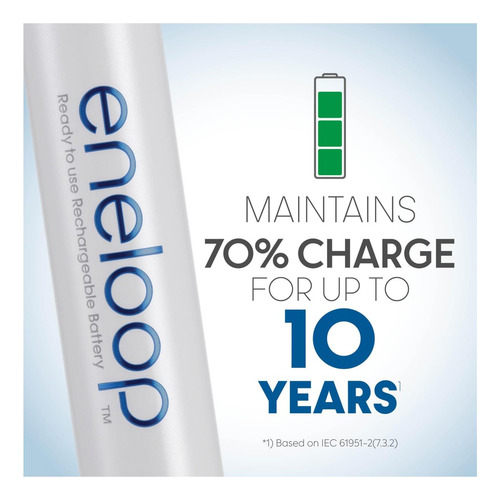 Eneloop Panasonic Bk-3mcca6ba Aa 2100 Ciclos Ni-mh Baterías