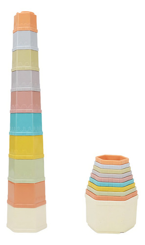 Torre Formas Apilable Encastre 10 Pzs Juego Didáctico Bebes Color Blanco