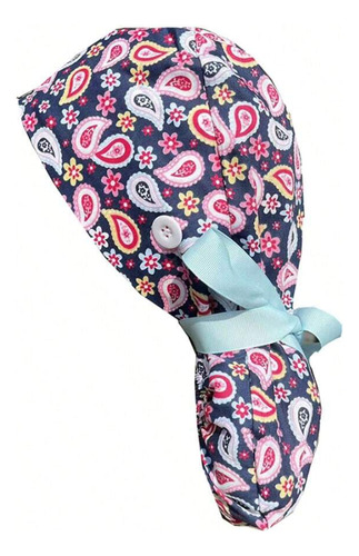 Gorro Quirúrgico Para Cabello Largo Con Cinta Y Estampado