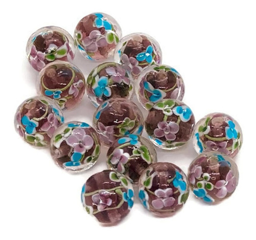 Lampwork Charms Cristal Murano Espaciador Peo Flor Claro