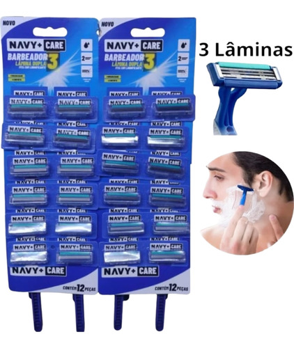 Maquina Para Afeitar 3 Hojas Navy + Care X 24u
