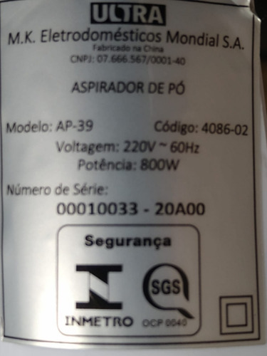 Trava Do Reservatório P/ Aspirador Vertical Ap-39 Ultra + Nf