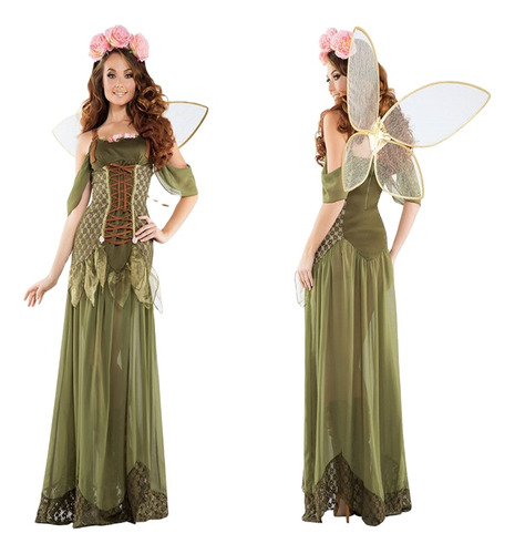 Nuevos Disfraces De Halloween, Verde Bosque, Hada, Flor, Had