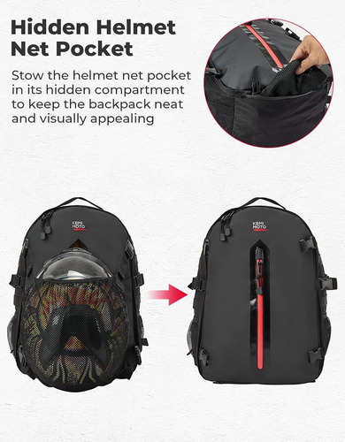 Kemimoto Mochila De Moto Para Casco, 27-35l Expandab...