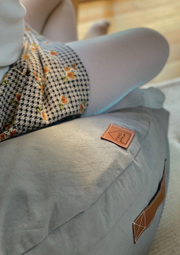 Puff Fiaca Almohadon Para Niños Forma Redonda Gris Elefante