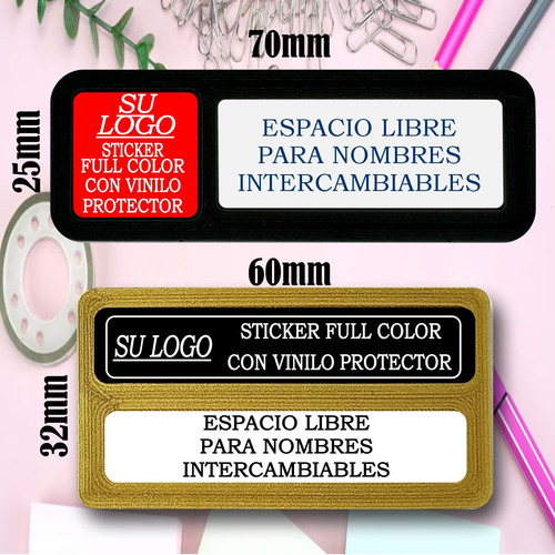 Pin Identificador Con Logo 55 Unid Nombre Intercambiable Sp Identificador