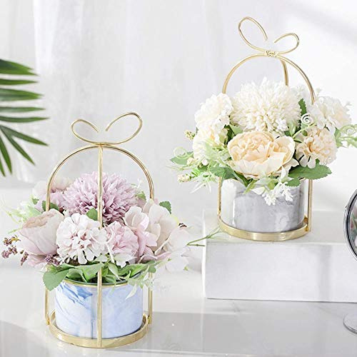 Ramo De Flores Artificiales Hortensias Blancas Con Jarron