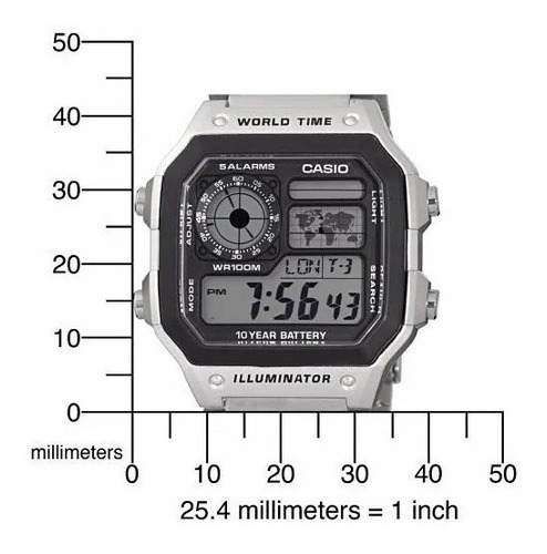 Relógio Casio Ae-1200whd Aço World Time Map Wr100 Original