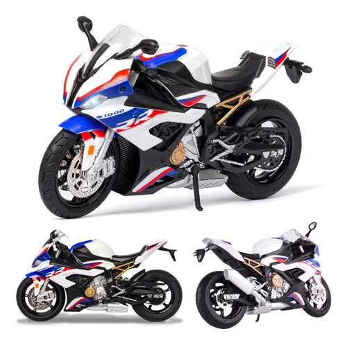 Bmw S1000rr Superbike Miniature Metal Moto Con Base 1/12