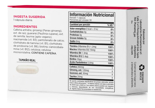 Vitamin Way Cafeína Energy Suplemento Plus De Energía X30