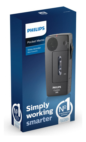 Grabador De Dictado En Casete Pequeño Philips Lfh0388 Negro