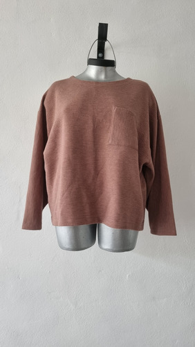 Sueter Acanalado Sudadera Corte Suelto Mujer Talla Extra