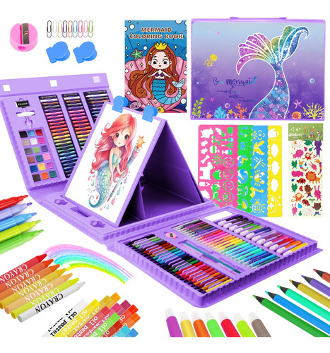Kit De Arte Sirena Colores Y Dibujo Para Niñas De 4 A 12 Año