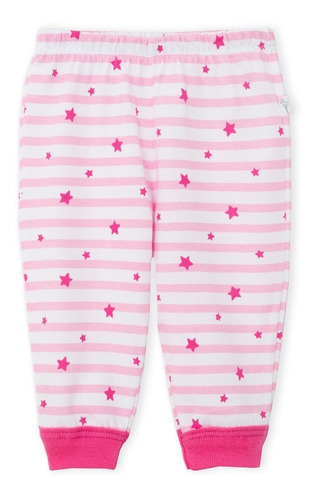 Pantalón Bebe Largo Algodón Recto Con Puño Rayado Estrellas