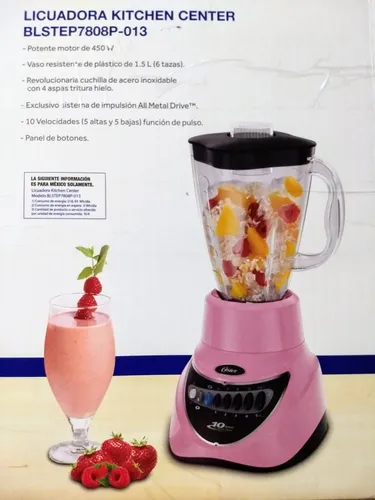 Licuadora Oster Kitchen Center Rosa 10 Vel Blstep 7808p
