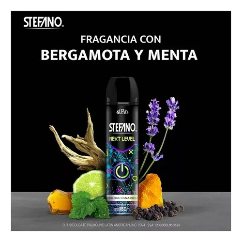 3 Desodorante En Aerosol Stefano Next Level 150ml Bergamota Y Menta