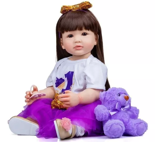 Boneca Bebe Reborn Malkitoys Silicone Karina Pandinha 55cm - Malki toys
