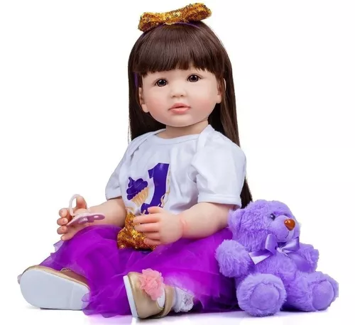 Boneca Bebe Reborn Malkitoys Silicone Morena Bianca 55cm - Malki toys