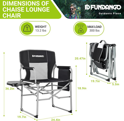 Fundango Directores De Camping Silla Con Mesa Auxiliar Para