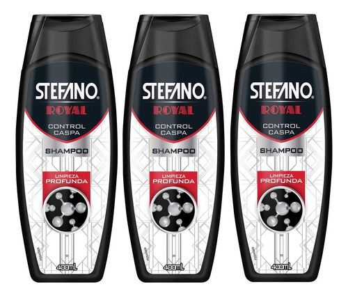3 Shampoo Stefano Royal Control Caspa 400ml
