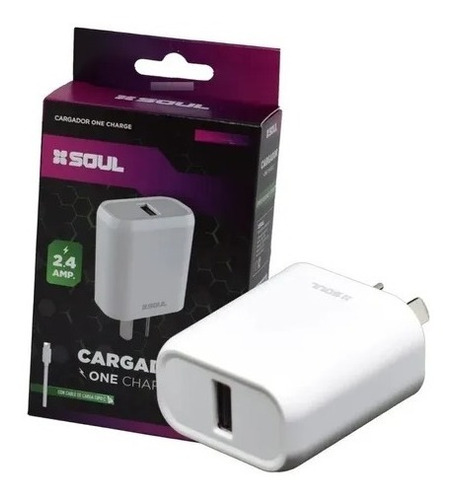 Cargador Viajero X1 Usb Soul 2.4a Compatible iPhone