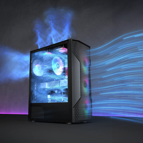 Gabinete Gamer Cougar Mx110 Rgb 4 Ventiladores Incluidos Color Negro