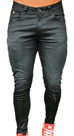 calça masculina resinada preta