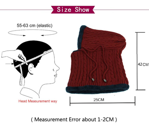 Gorro De Lana Capucha Cuellera Invierno Beanie Pasamontaña