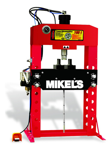 Prensa Hidroneumática Con Pistón Y Manómetro 100 Ton Mikels Color Rojo