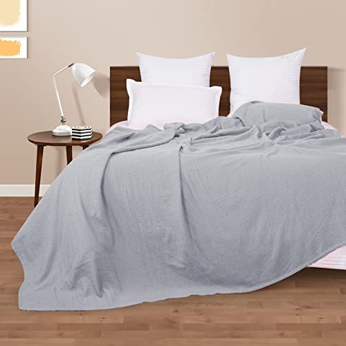 100% Cotton Twin Size Breathable Thermal Blanket, Soft Honey