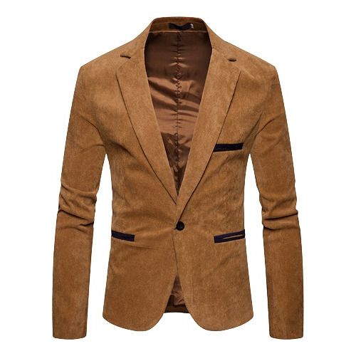 W Blazer De Hombre Slim Fit De Pana Sólida