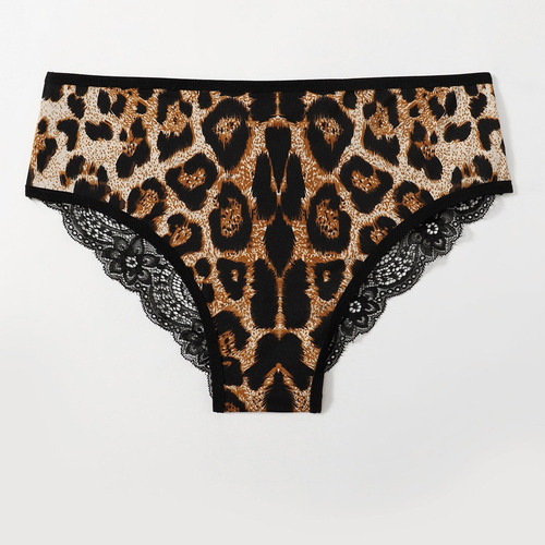 Braguitas De Encaje De Leopardo Para Mujer, Calzoncillos A L