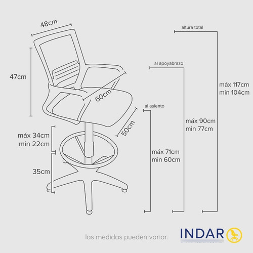 Imagen 3 de 5 de Silla Cajera Indar Link Apoyo Lumbar Ergonomica Neumatica