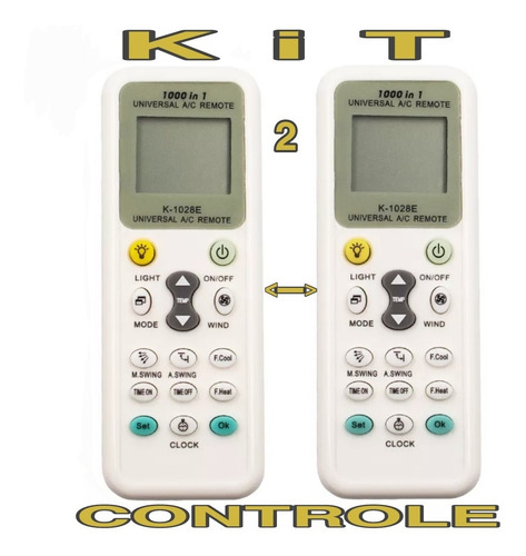 Kit 2 Controle Remoto Universal Ar Condicionado Todo Modelo