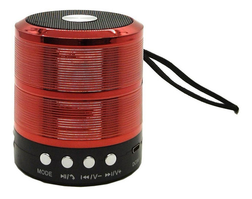 Mini Caixa De Som Portátil Bluetooth Mp3 Ws - 887 Vermelha