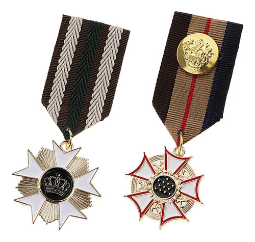 2 Unids Británica Insignia Broche De Medalla Uniforme Pin