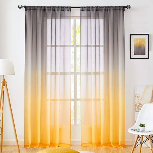 July Joy - Cortinas De Lino Sintetico (2 Tonos, Reversible,