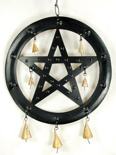 9 1-2  Negro Pentagram Del Carillón De Viento.