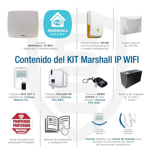 Kit Alarma Inalámbrica Marshall Ip Wifi Aplicacion Para Celular Marshall Smart Alarma Domiciliaria Casa Comercio