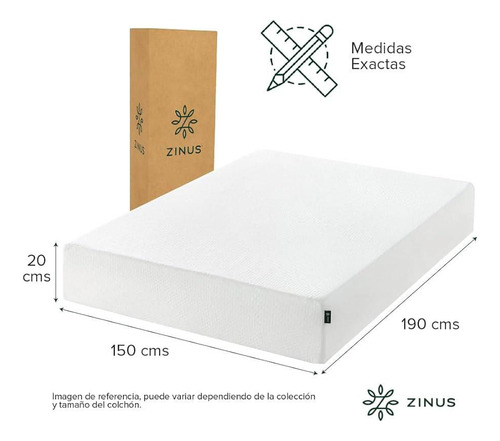 Colchón De Memory Foam Queen Marca Zinus
