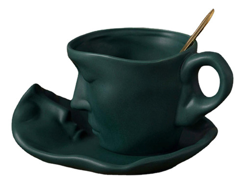 Taza Con Diseño De Cara Humana, Tazas De Café Verde