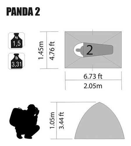 Imagem 6 de 6 de Barraca Acampamento Camping Panda 2 Pessoas Nautika