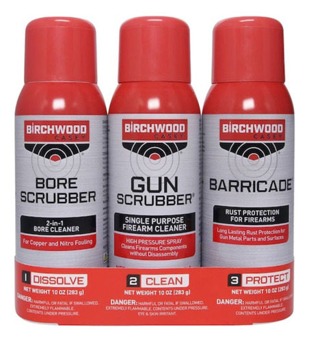 Birchwood Casey Kit Aerosol 1-2-3 Limpiador P/ Pistola Xchwp