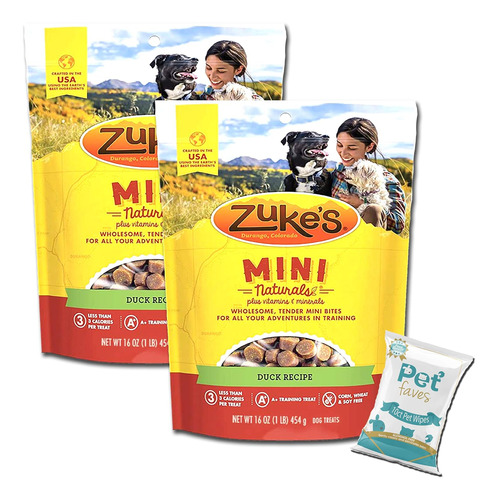(2 Pack) Zuke Mini Naturals Dog Treats Duck Flavor 16 Oz (1